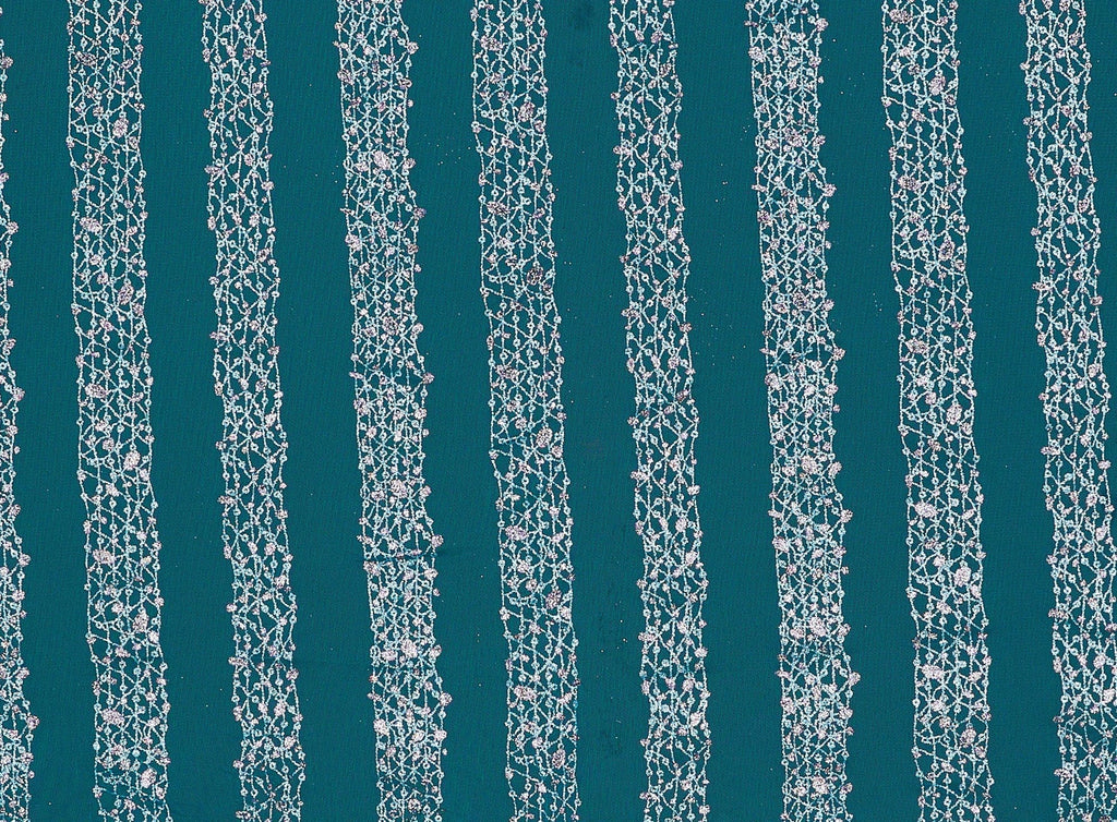 GREEN FROST | 21792-1060 - Glitter Border Rows On Tulle - Zelouf Fabrics
