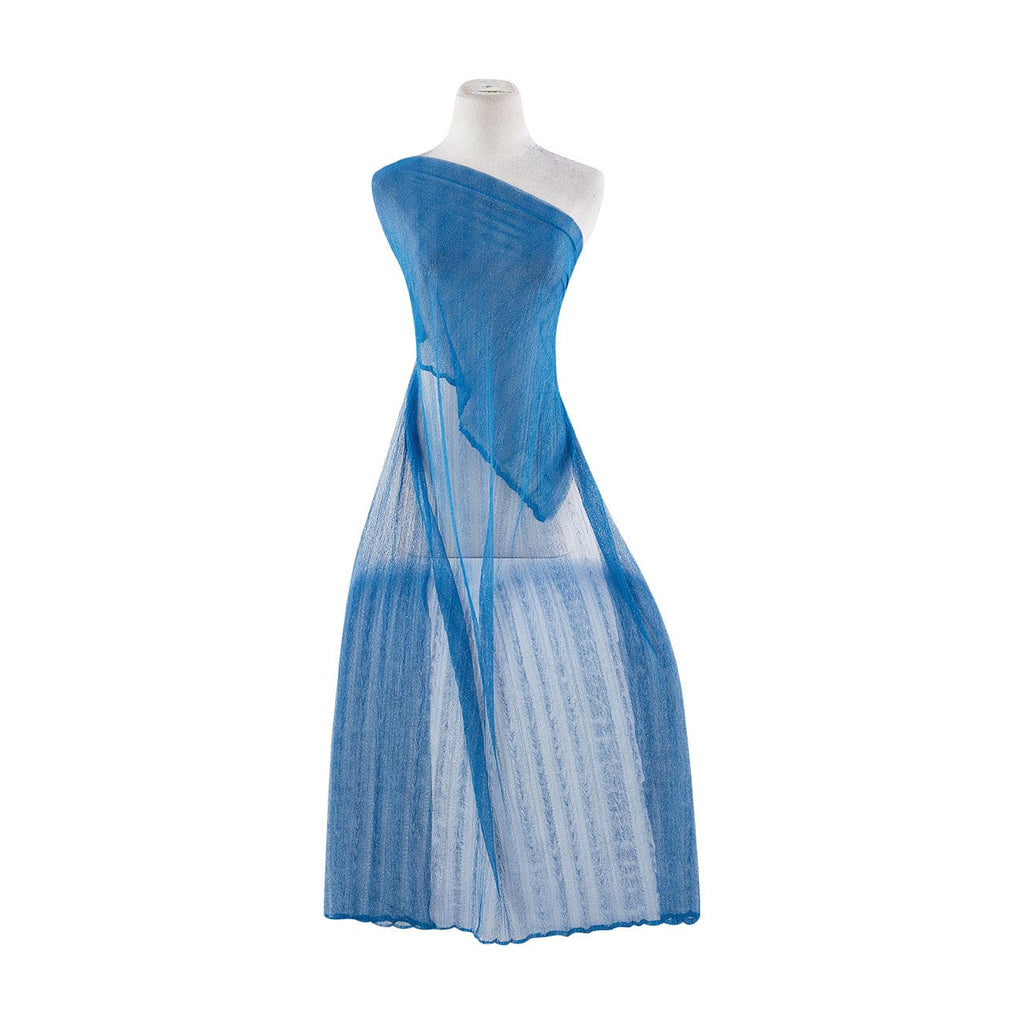 HERRINGBONE PLEATED TULLE WITH GLITTER WAVE DESIGN  | 21805 LAGOON FROST - Zelouf Fabrics