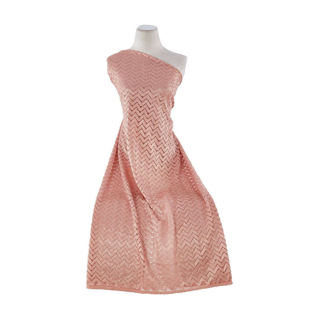 Zig Zag Design On Lace W/Foil  | 21806-FOIL APRICOT ROSE - Zelouf Fabrics
