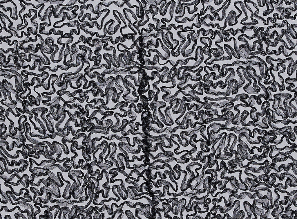 Allover Soutache On Tulle  | 21840 BLACK - Zelouf Fabrics