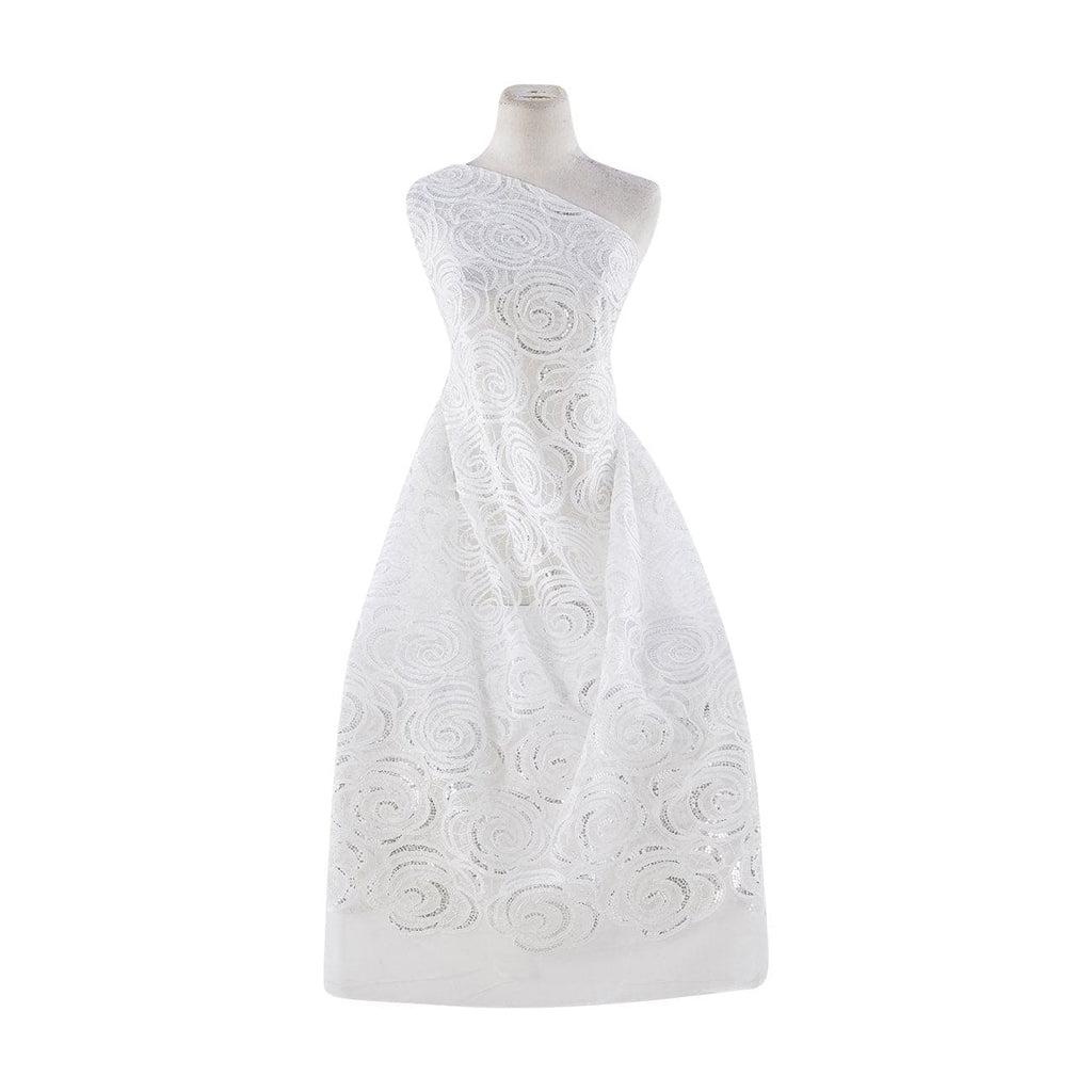 FLOWER EMBROIDERED SEQUIN MESH[EMB2689]  | 21967 IVORY/SILVER - Zelouf Fabrics