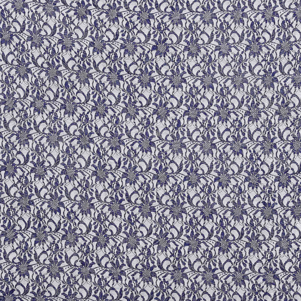 TONAL FOIL STRETCH LACE  | 22014 NAVY - Zelouf Fabrics