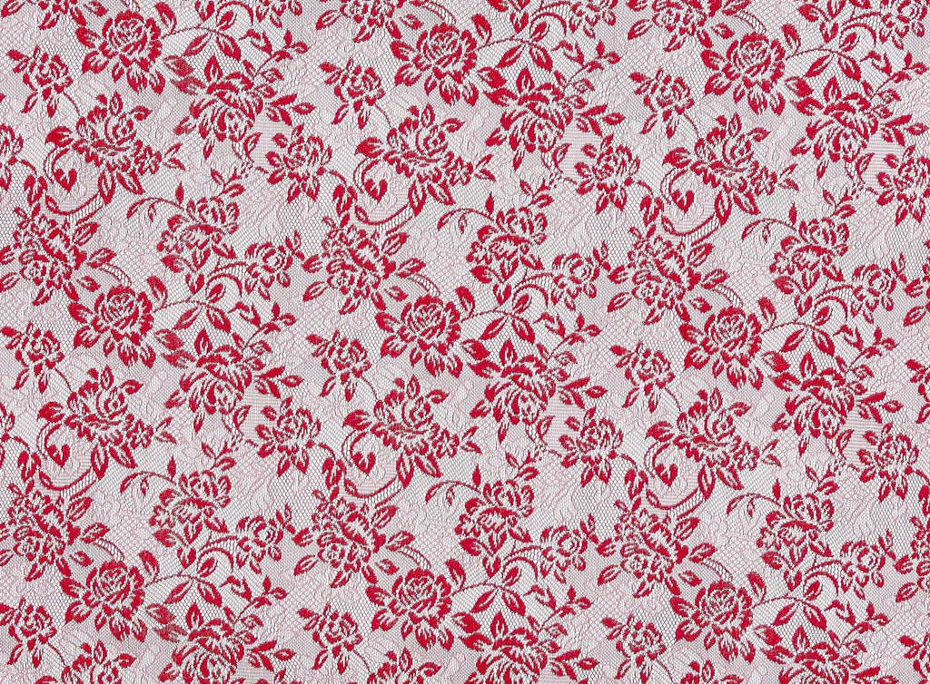 APPLE JOLLY/RED | 22031-FOIL - AMBER FLORAL LACE W/FOIL [14-0356 #5] - Zelouf Fabrics