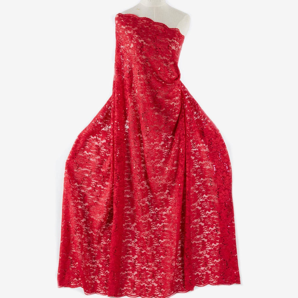 BRILLIANT CHERR | 23073-GLITTER-RED - RAVIE GLITTER LACE - Zelouf Fabrics