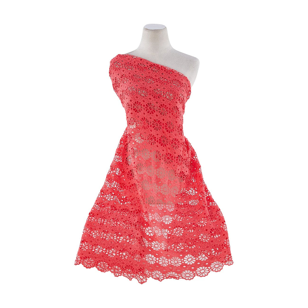 VIOLET FLORAL LACE  | 22271 DASHING CORAL - Zelouf Fabrics