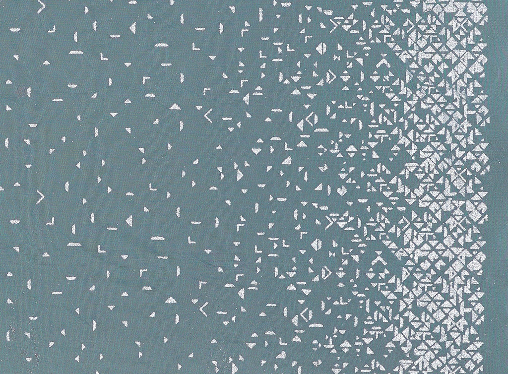 AQUA WHISPER | 22344 - CITY GEO BORDER ON TULLE W/GLITTER - Zelouf Fabrics
