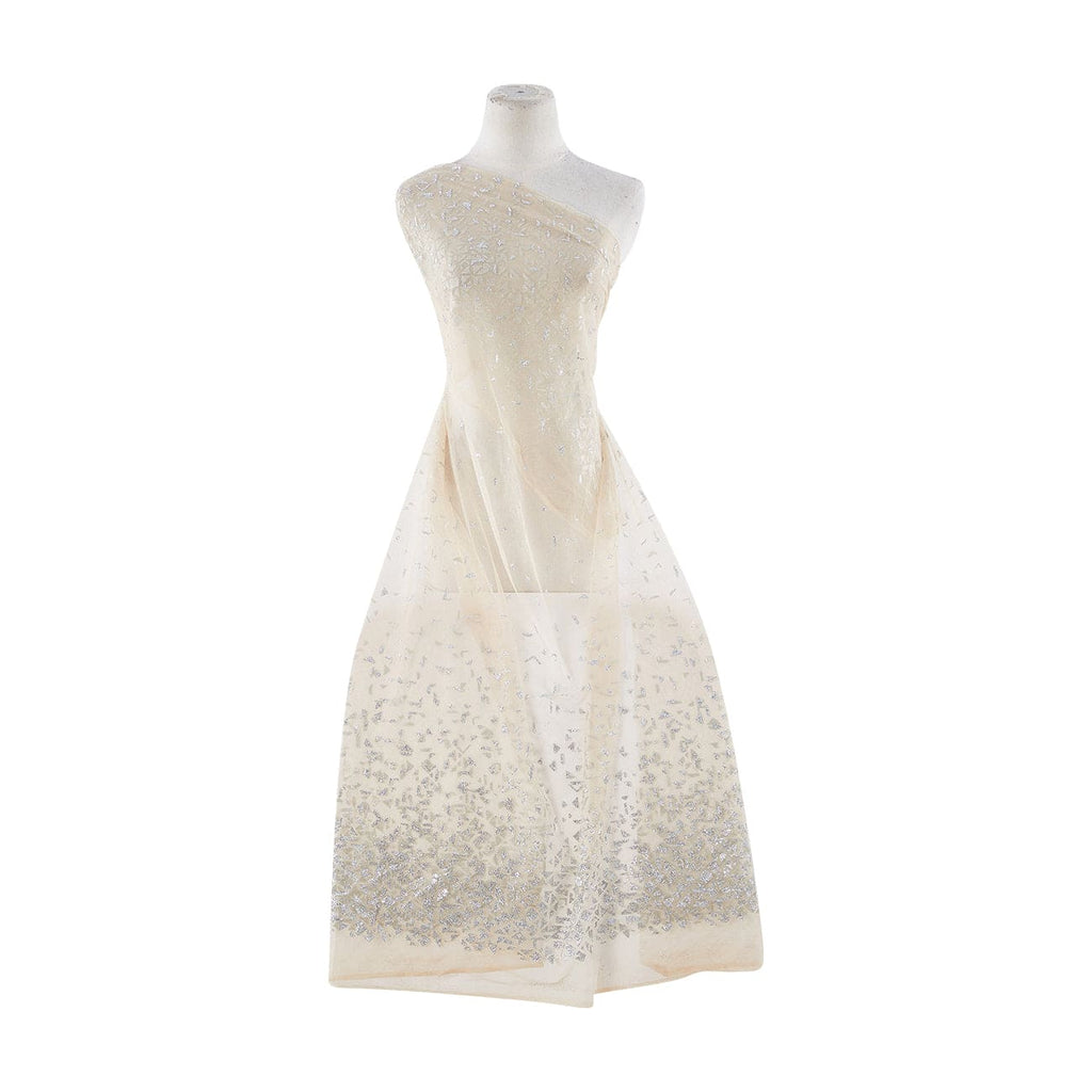 PALE SAND | 22344 - CITY GEO BORDER ON TULLE W/GLITTER - Zelouf Fabrics