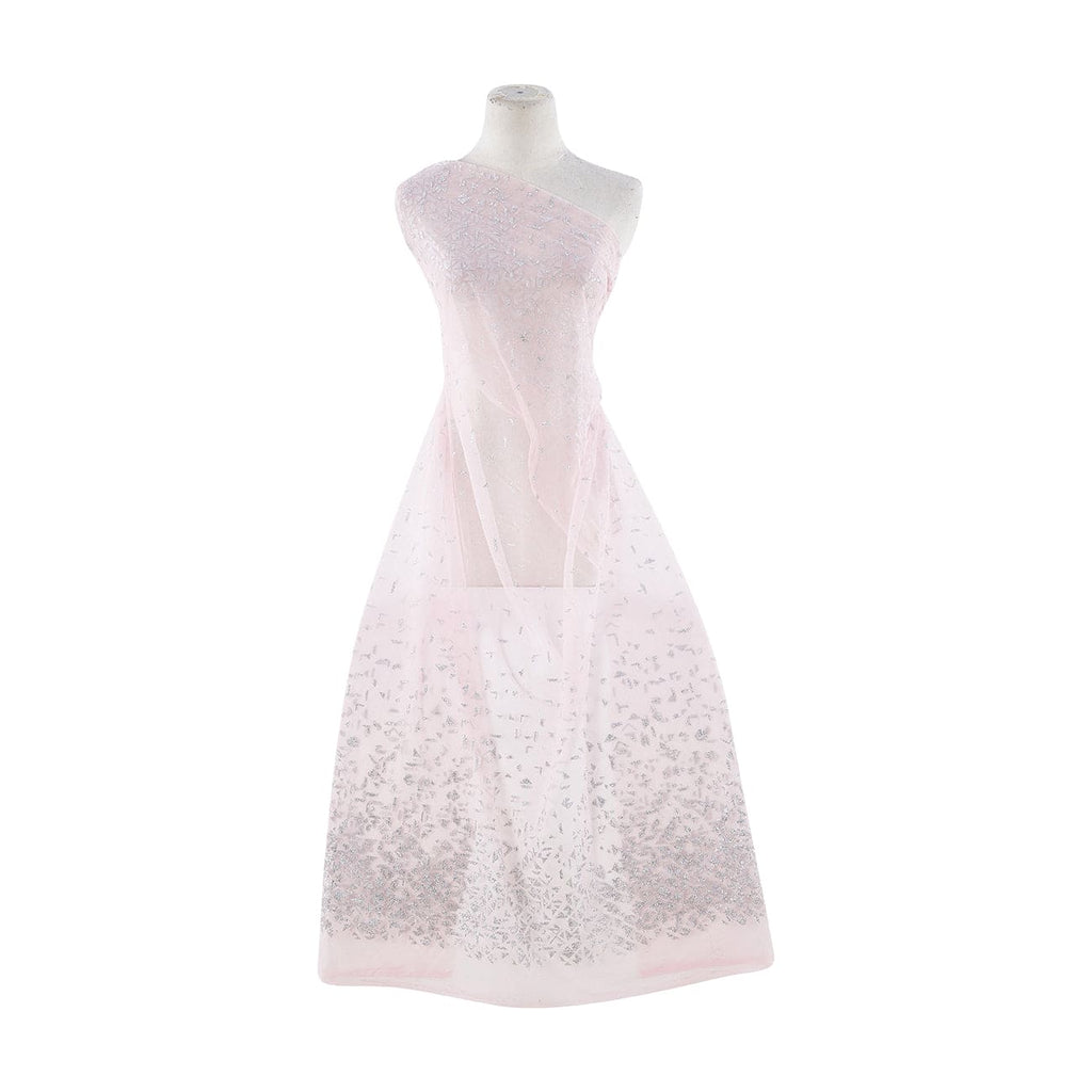 PINK WHISPER | 22344 - CITY GEO BORDER ON TULLE W/GLITTER - Zelouf Fabrics