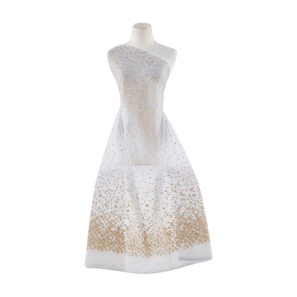 SILVER WHISPER | 22344 - CITY GEO BORDER ON TULLE W/GLITTER - Zelouf Fabrics