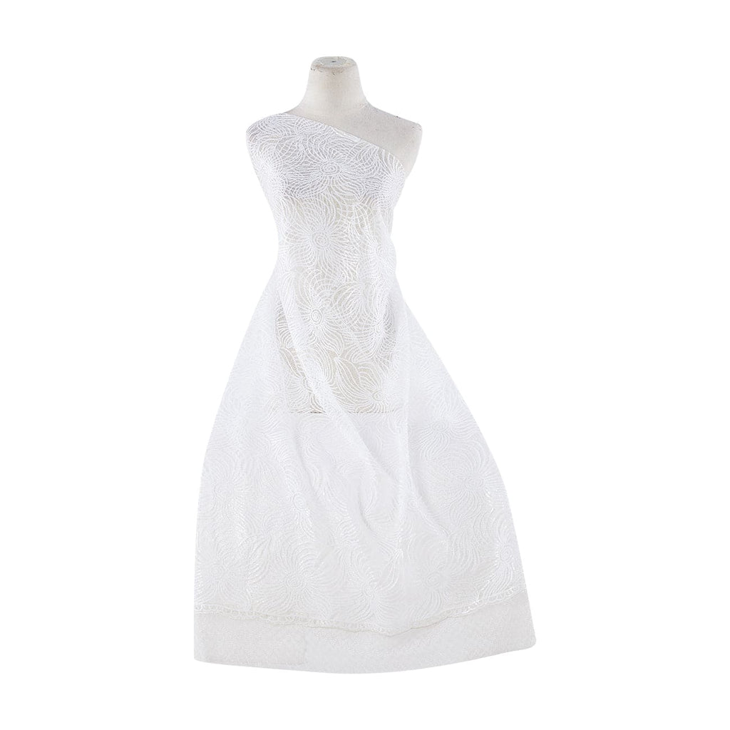 PHOENIX SEQUIN FLOWER LACE  | 22386 WHITE/WHITE - Zelouf Fabrics