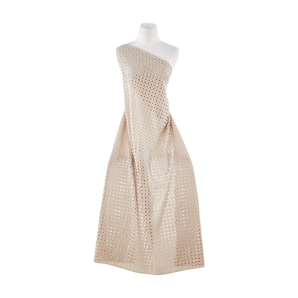 TAN GLASS | 22392-FOIL - GALLERY SQUARE LACE W/FOGGY FOIL - Zelouf Fabrics