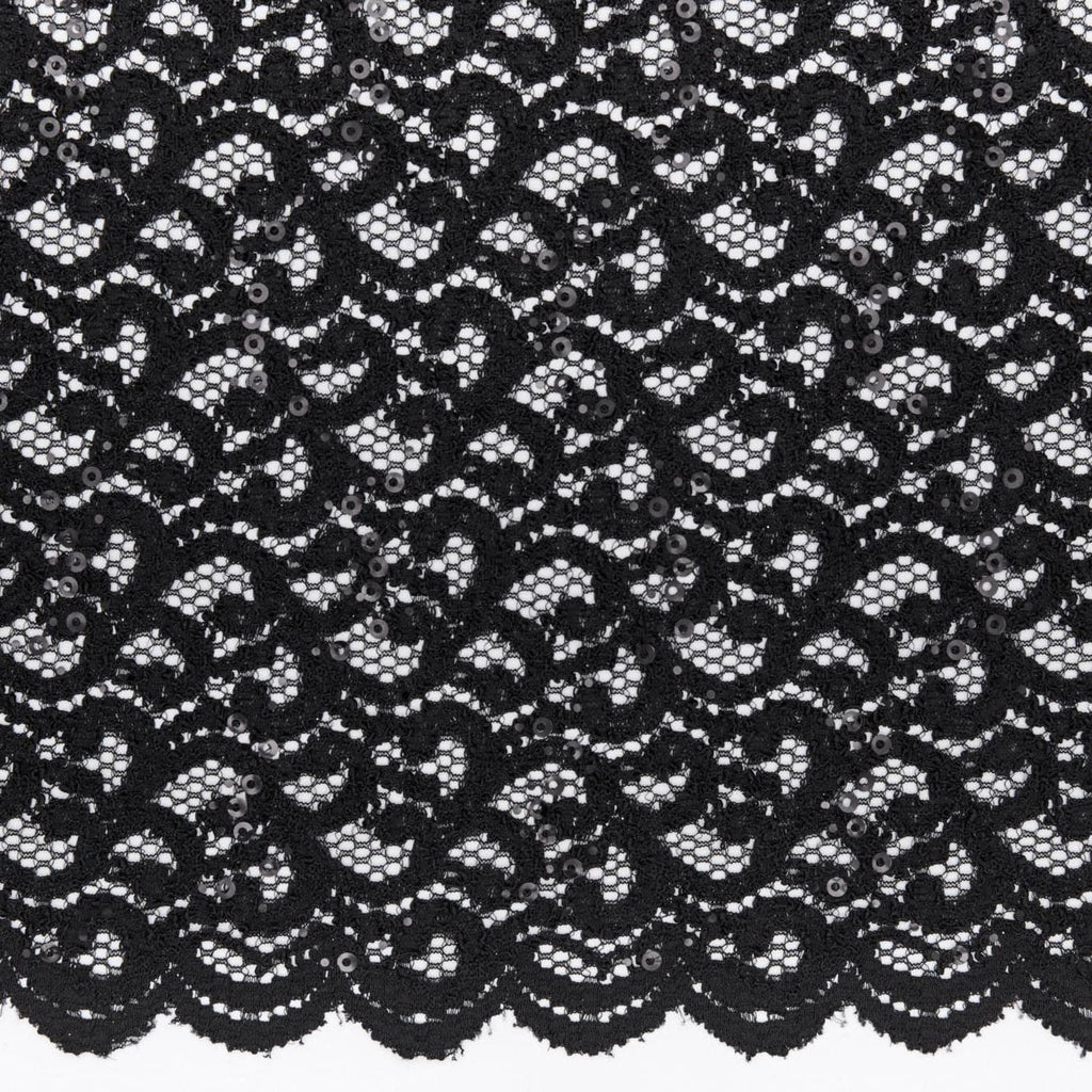 COLETTE TRANS SCALLOP LACE  | 22487-SCALLOP BLACK - Zelouf Fabrics