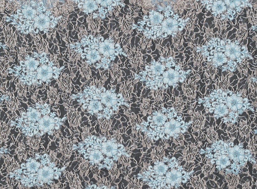 SIDNEY LACE W/SEQUINS  | 22525 BABY BLUE/NUDE - Zelouf Fabrics