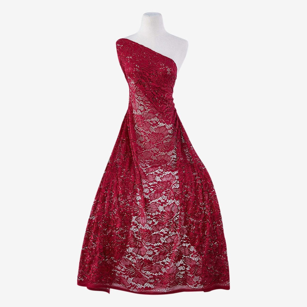 LUSCIOUS WINE | 22560-SEQUINS-RED - INDIE FLORAL LACE W/SEQUINS - Zelouf Fabrics