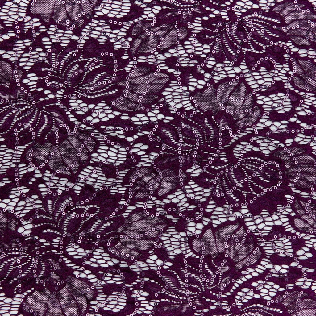 MAJESTIC MULBERRY | 22560-SEQUINS-PURPLE - INDIE FLORAL LACE W/SEQUINS - Zelouf Fabrics