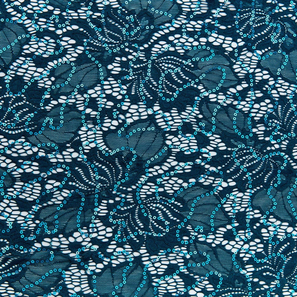 INDIE FLORAL LACE W/SEQUINS  | 22560-SEQUINS MAJESTIC PEACOCK - Zelouf Fabrics