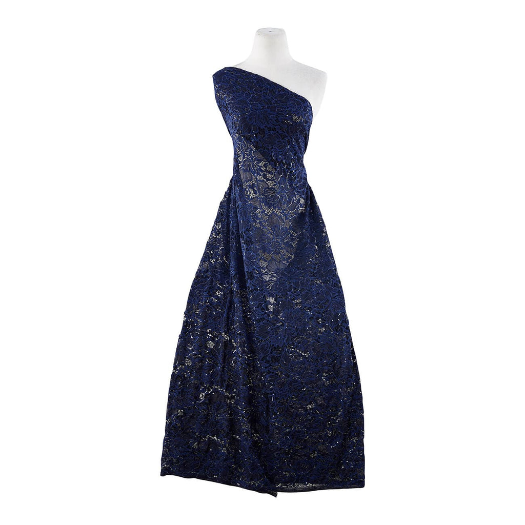 NAVY DELIGHT | 22560-SEQUINS - INDIE FLORAL LACE W/SEQUINS - Zelouf Fabrics