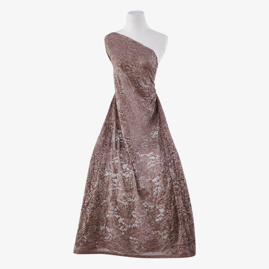 TAUPE SHADOW | 22560-SEQUINS-BROWN - INDIE FLORAL LACE W/SEQUINS - Zelouf Fabrics