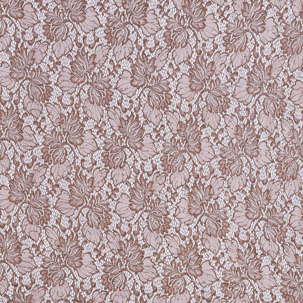 TAUPE SHADOW | 22560-SEQUINS-BROWN - INDIE FLORAL LACE W/SEQUINS - Zelouf Fabrics
