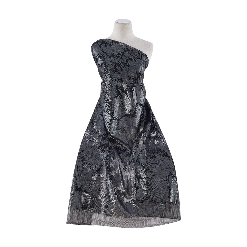SARINA SEQUIN LACE  | 22575 BLACK/GUNMETAL - Zelouf Fabrics