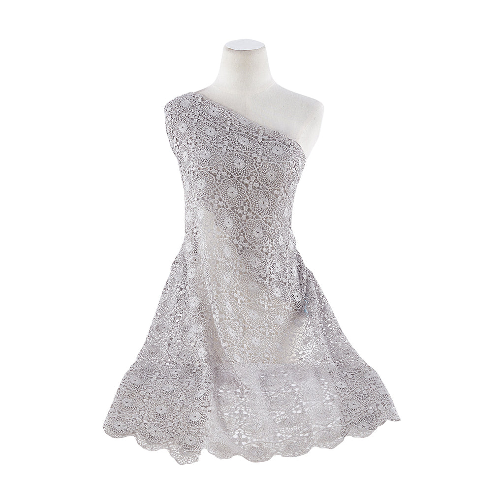JUSTINE FLOWER CHEMICAL LACE  | 22577 PEARL GREY - Zelouf Fabrics