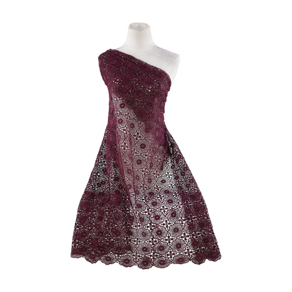 JUSTINE FLOWER CHEMICAL LACE  | 22577 PLUM - Zelouf Fabrics