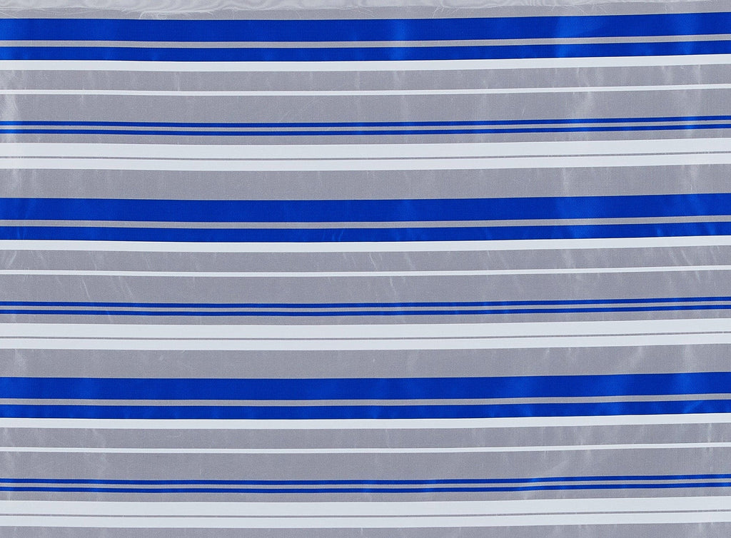 WHITE/ROYAL | 22631 - PHILLIP STRIPE ORGANZA - Zelouf Fabrics