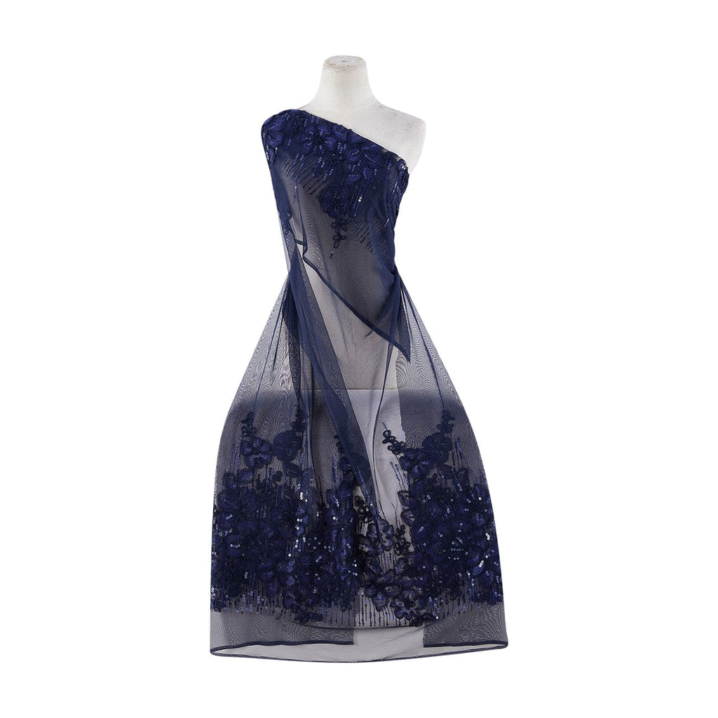 VALENTINA FLORAL TULLE W/ TRANS  | 22636 NAVY HONOR - Zelouf Fabrics