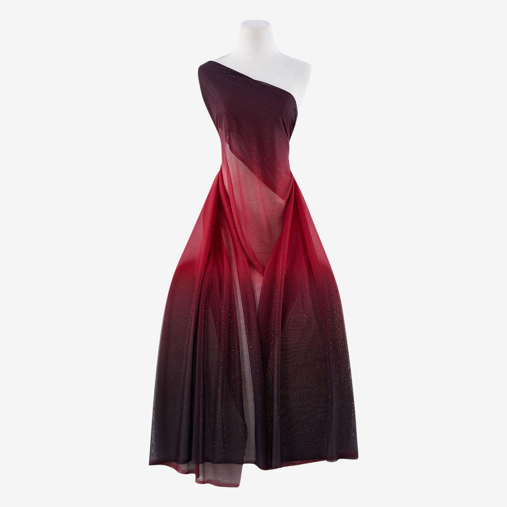 OMBRE GLITTER CHIFFON | 2264 BLK/RED - Zelouf Fabrics