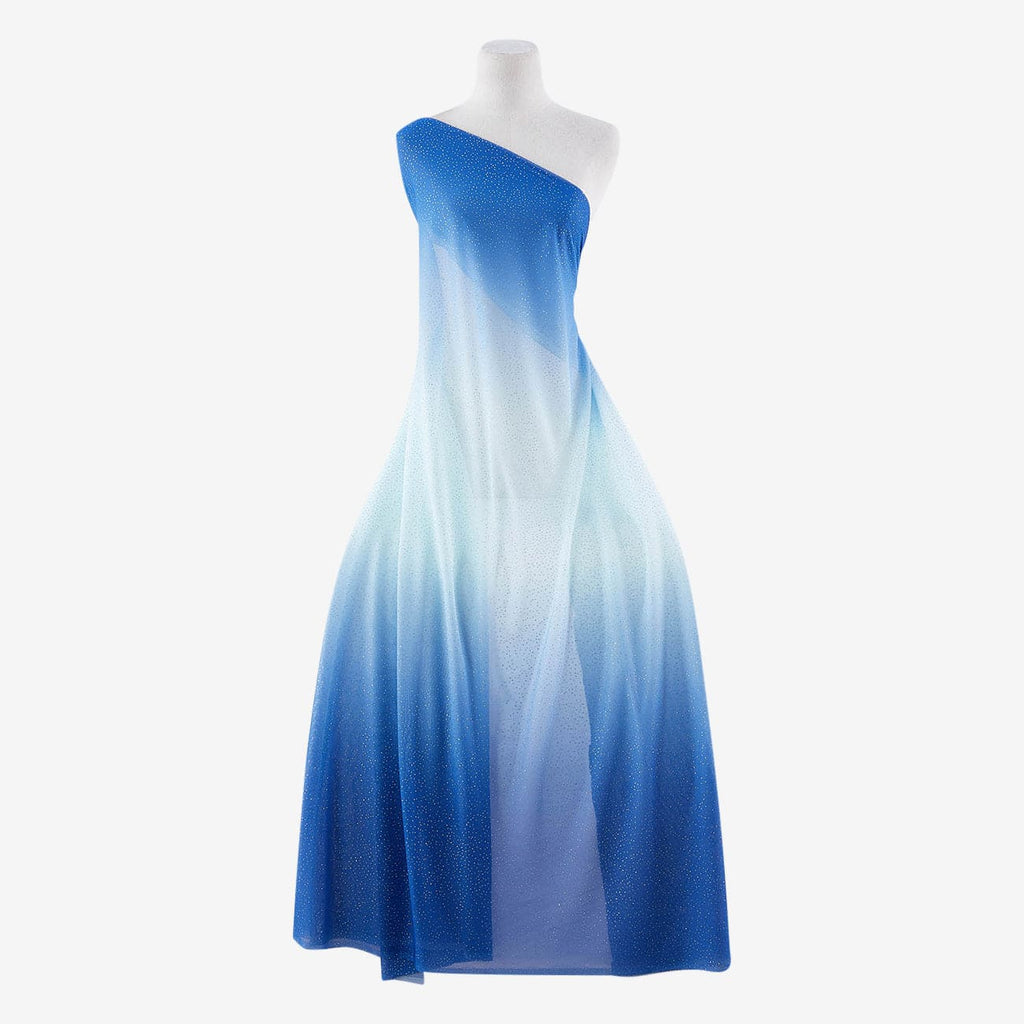 OMBRE GLITTER CHIFFON | 2264 BLUE/AQUA SUNRISE - Zelouf Fabrics