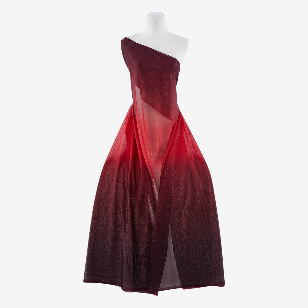 OMBRE GLITTER CHIFFON | 2264 RED TIARA - Zelouf Fabrics