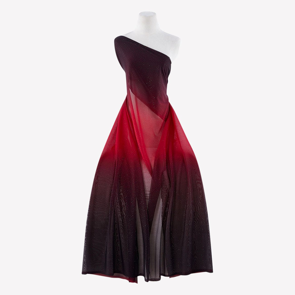 OMBRE GLITTER CHIFFON | 2264 RED - Zelouf Fabrics