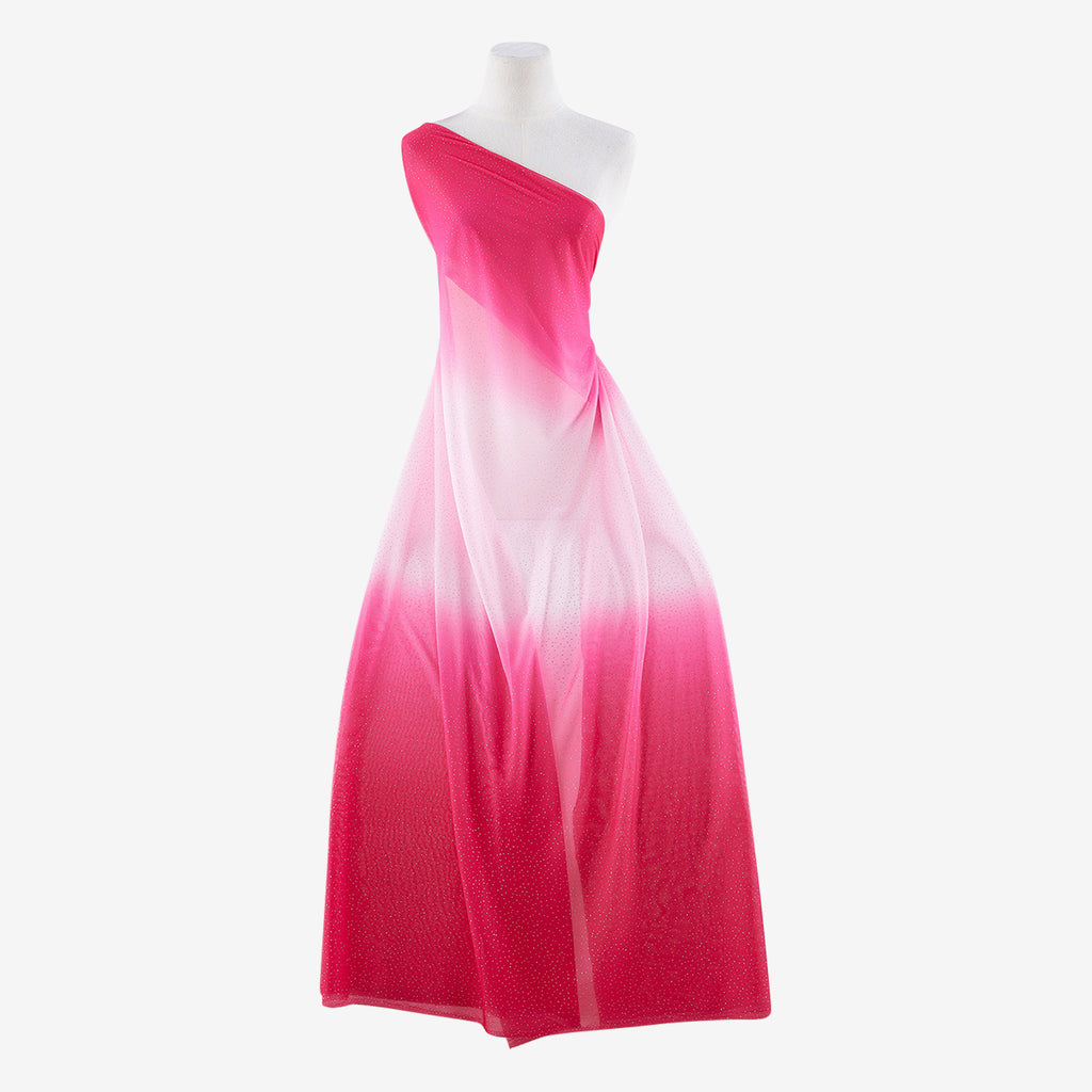 OMBRE GLITTER CHIFFON | 2264 ROSE LOVE - Zelouf Fabrics