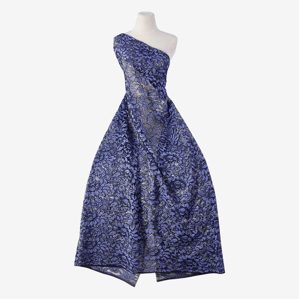 PERI BLISS/NAVY | 22715-BLUE - SAINT LACE [1 3/4 YRD PANEL] - Zelouf Fabrics