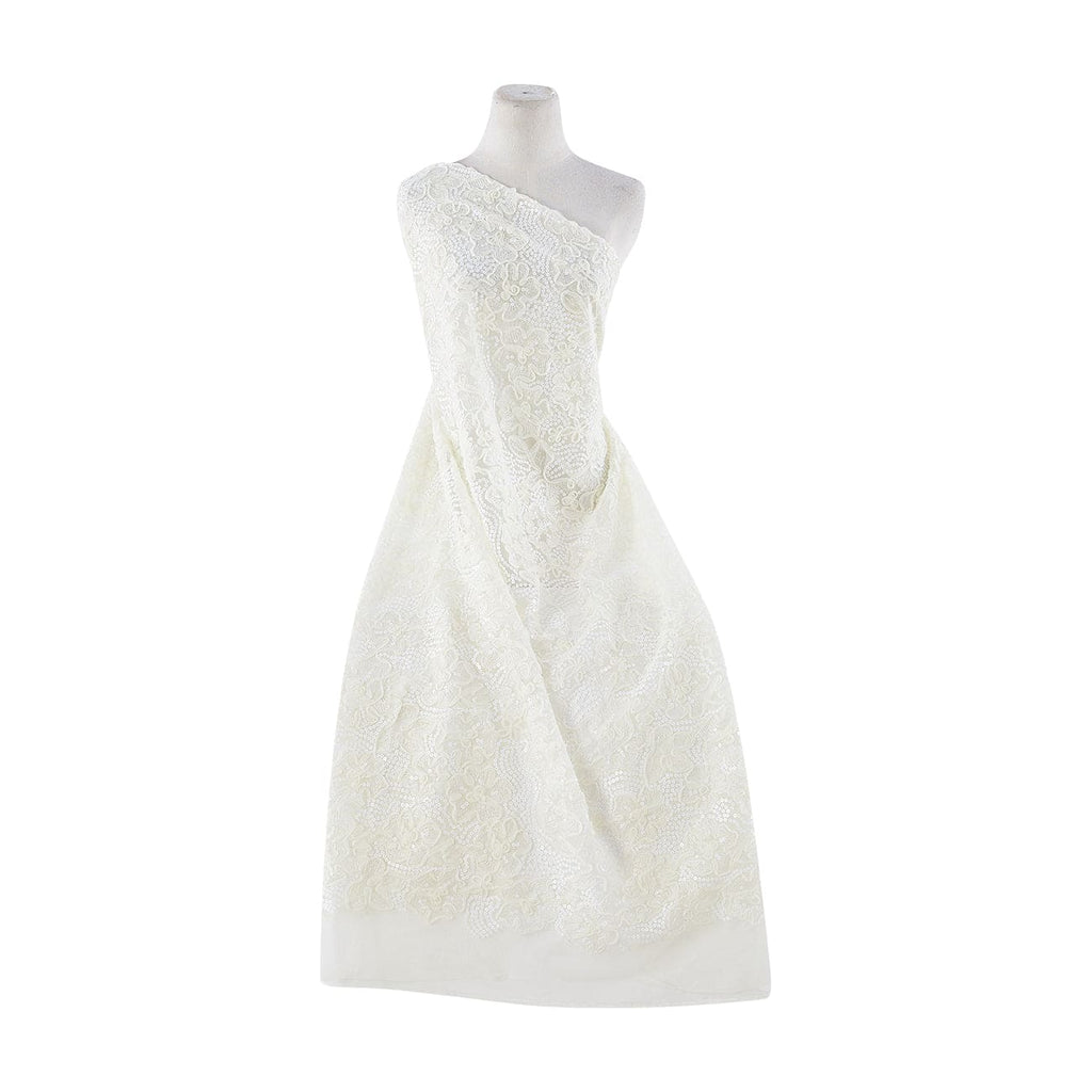 IVORY | 22720 - TOP NOTCH EMBROIDERY LACE W/SEQUINS - Zelouf Fabrics