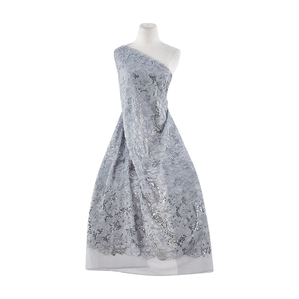 SILVER DRAMA | 22720 - TOP NOTCH EMBROIDERY LACE W/SEQUINS - Zelouf Fabrics