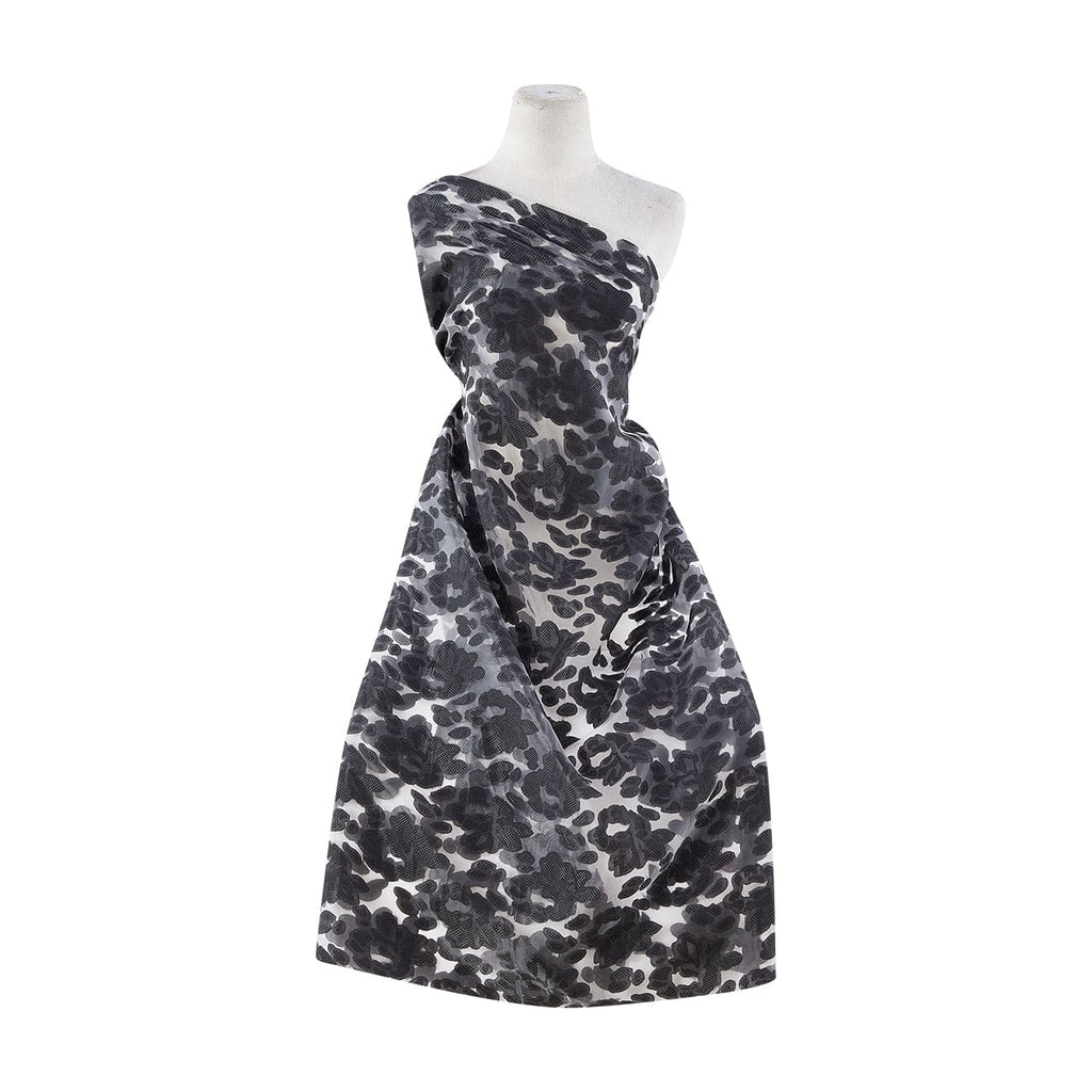 MODERN TEXTURE FLORAL ON ORGANZA  | 22875 BLACK - Zelouf Fabrics