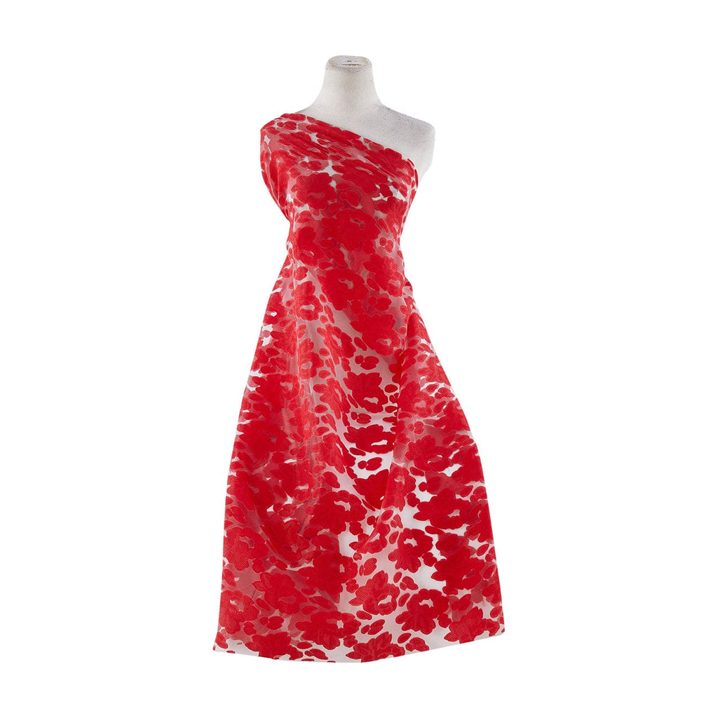 MODERN TEXTURE FLORAL ON ORGANZA  | 22875 RED - Zelouf Fabrics