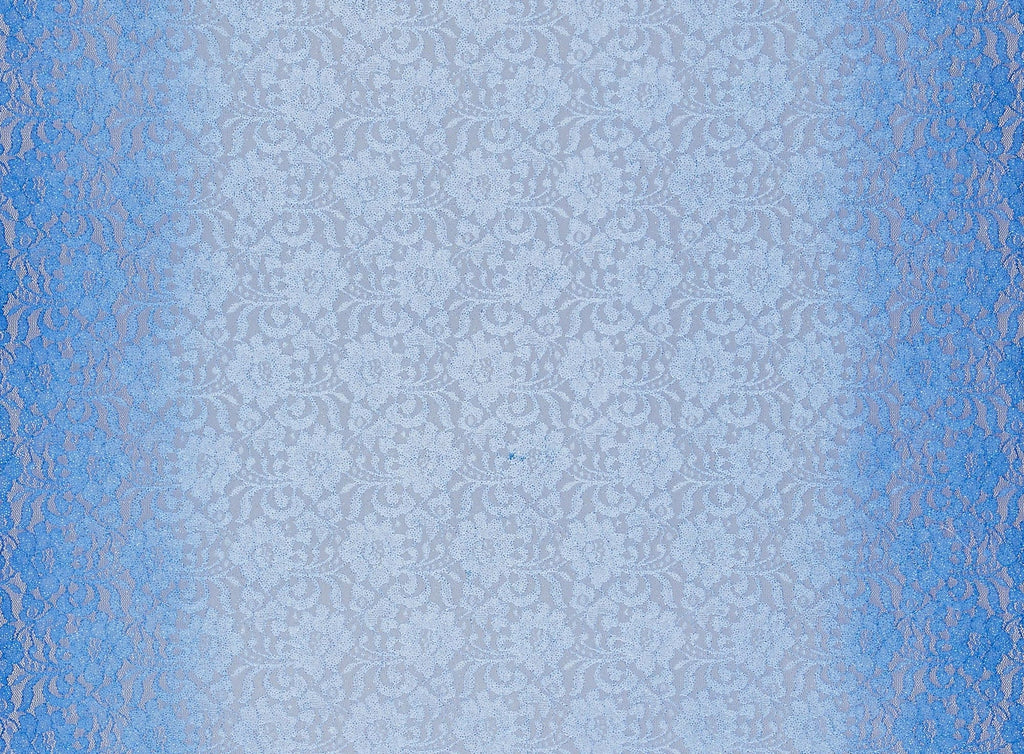 COBALT COMBO | 23066-GLIT - VALLEY DOUBLE BORDER OMBRE LACE W/GLITTER - Zelouf Fabrics