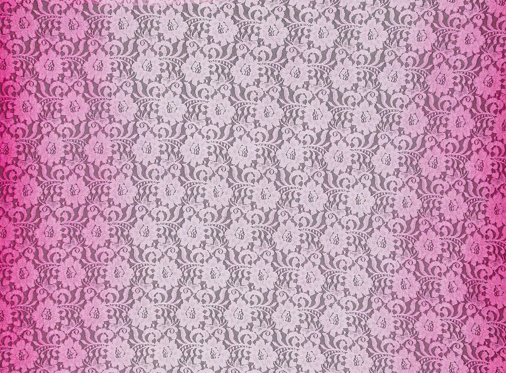 FUCHSIA COMBO | 23066-GLIT - VALLEY DOUBLE BORDER OMBRE LACE W/GLITTER - Zelouf Fabrics