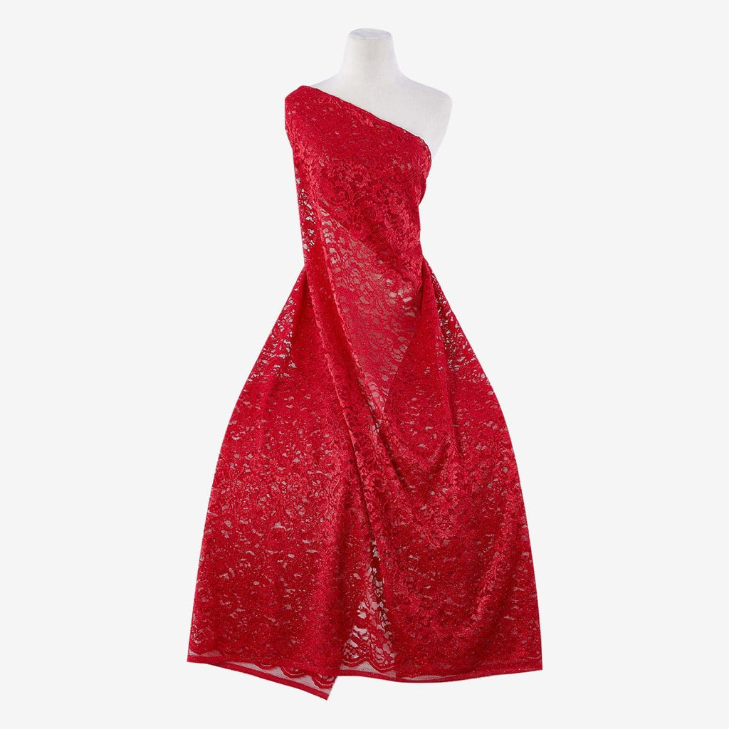 RAVIE GLITTER LACE | 23073-GLITTER ARRESTING RED - Zelouf Fabrics