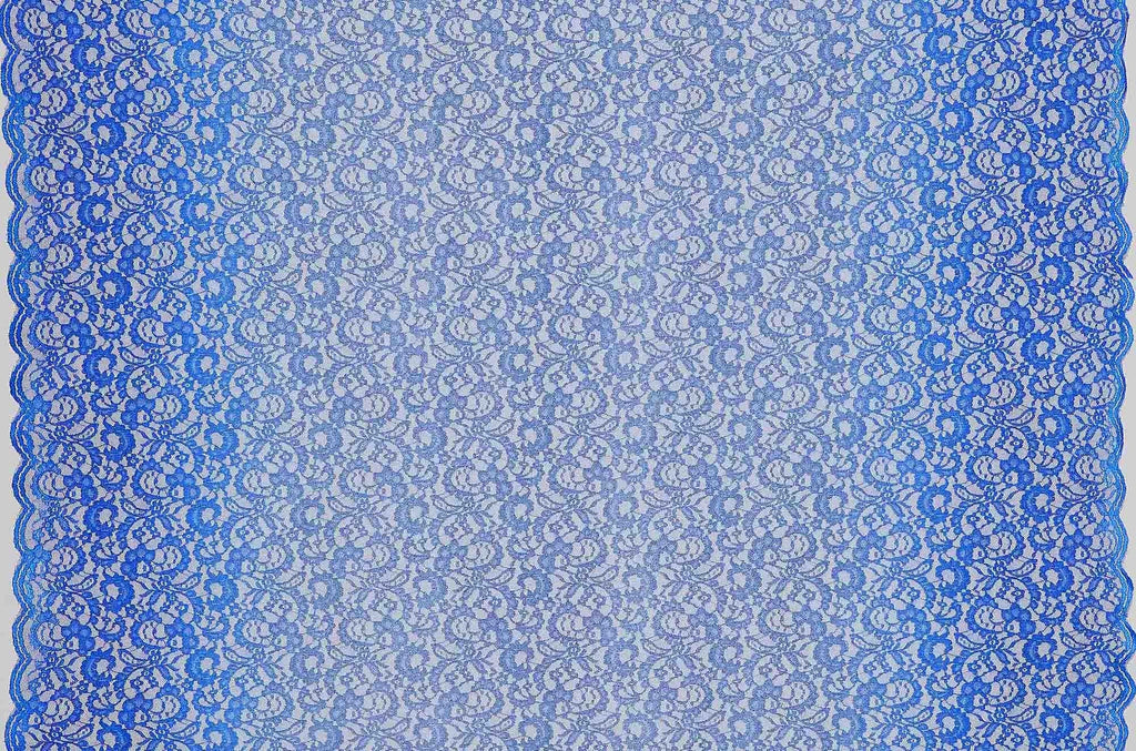 COBALT/LAKE | 23073SC-OMBGLIT - RAVIE DOUBLE BORDER SCALLOP OMBRE GLITTER LACE - Zelouf Fabrics