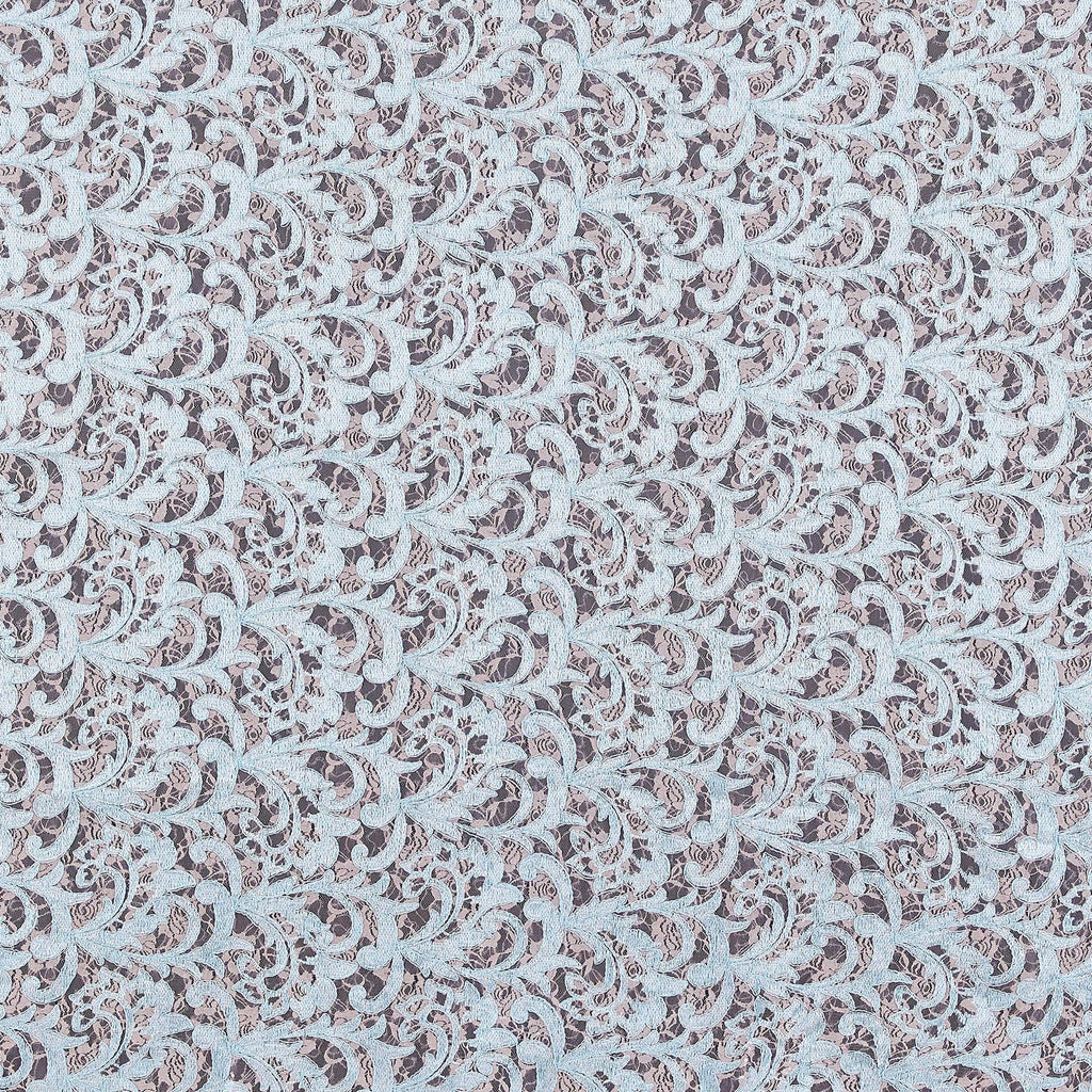 BABY BLUE/NUDE | 23080 - WESTON FLORAL EMBROIDERY LACE - Zelouf Fabric
