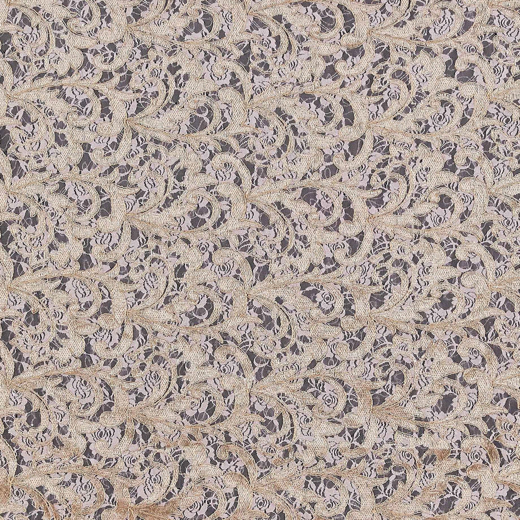 GOLD COMBO | 23080 - WESTON FLORAL EMBROIDERY LACE - Zelouf Fabric
