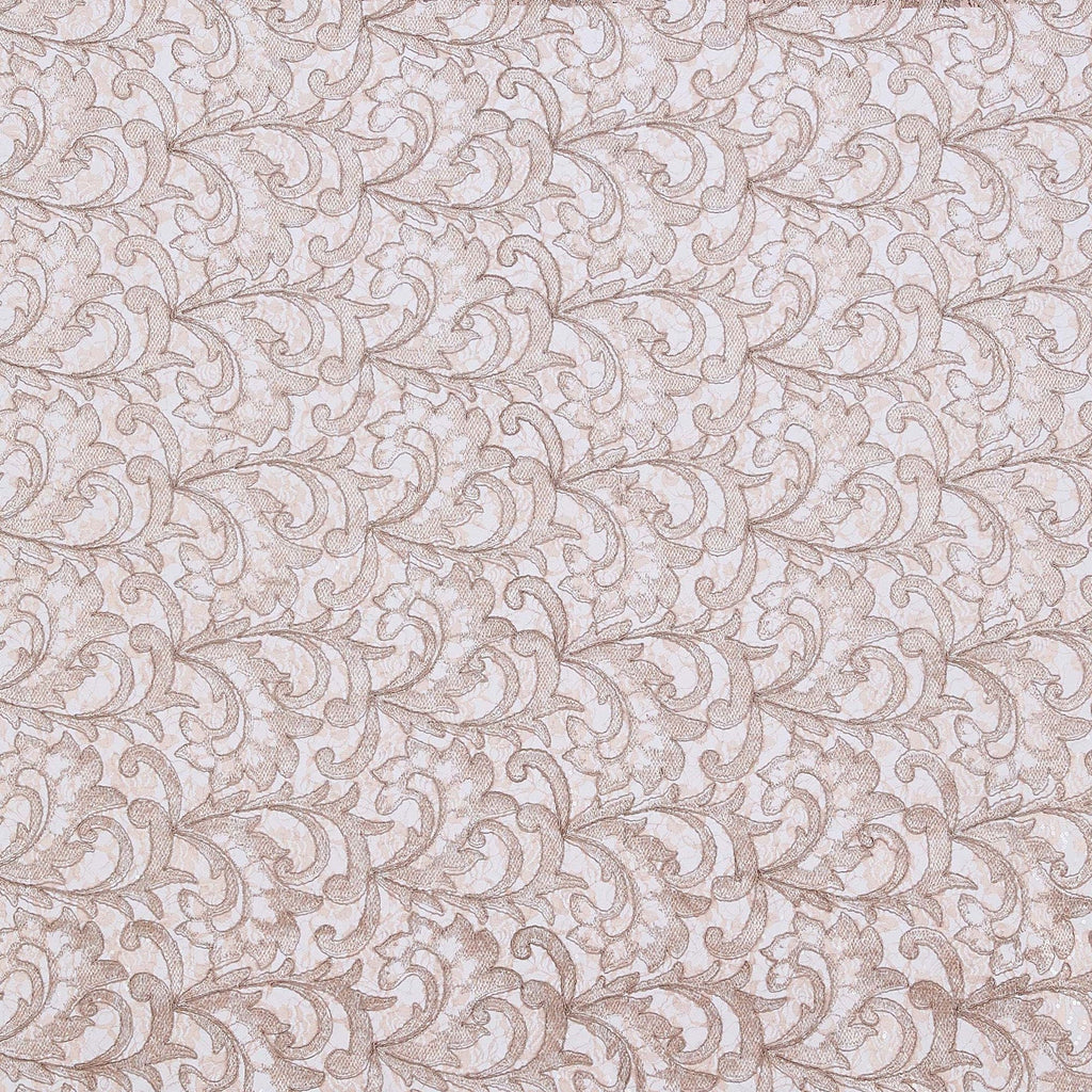 TAUPE/NUDE | 23080 - WESTON FLORAL EMBROIDERY LACE - Zelouf Fabric