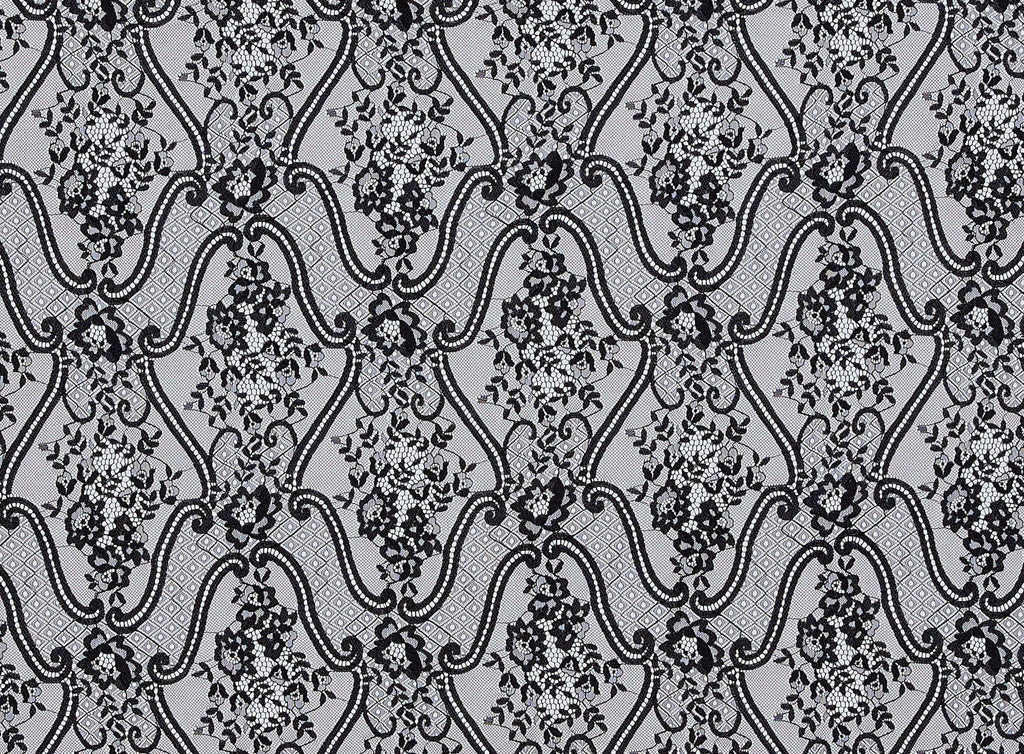 BLACK | 23154 - VINO FLORAL LACE - Zelouf Fabrics