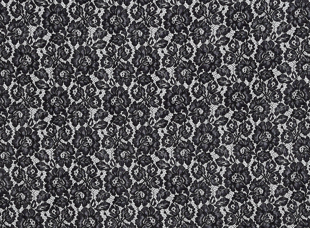 BLACK | 23155 - EAMON FLOWER LACE - Zelouf Fabrics