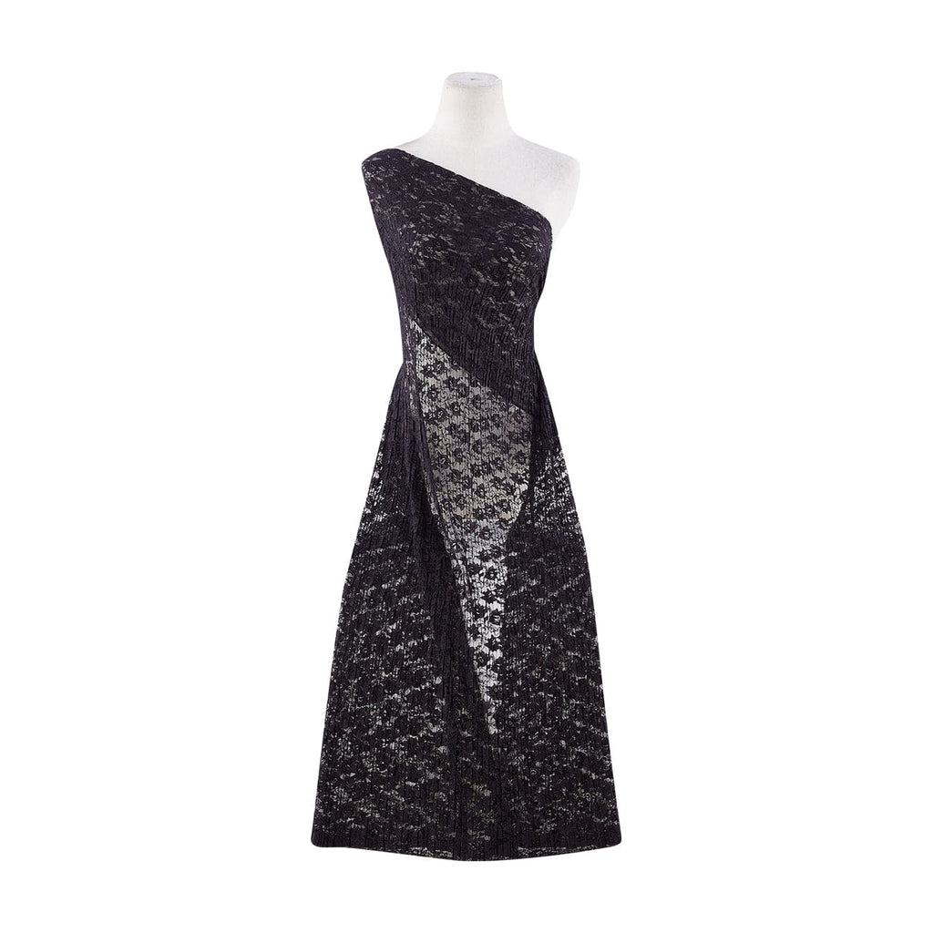 BLACK | 23224 - PLEATED LIBERTY FLOWER LACE - Zelouf Fabrics