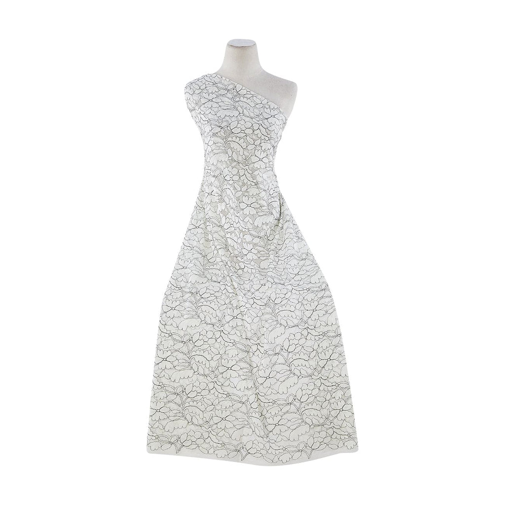 SACHA FLORAL LACE [1 1/2 YRD Panel]  | 23226 TH IVORY /BLK - Zelouf Fabrics