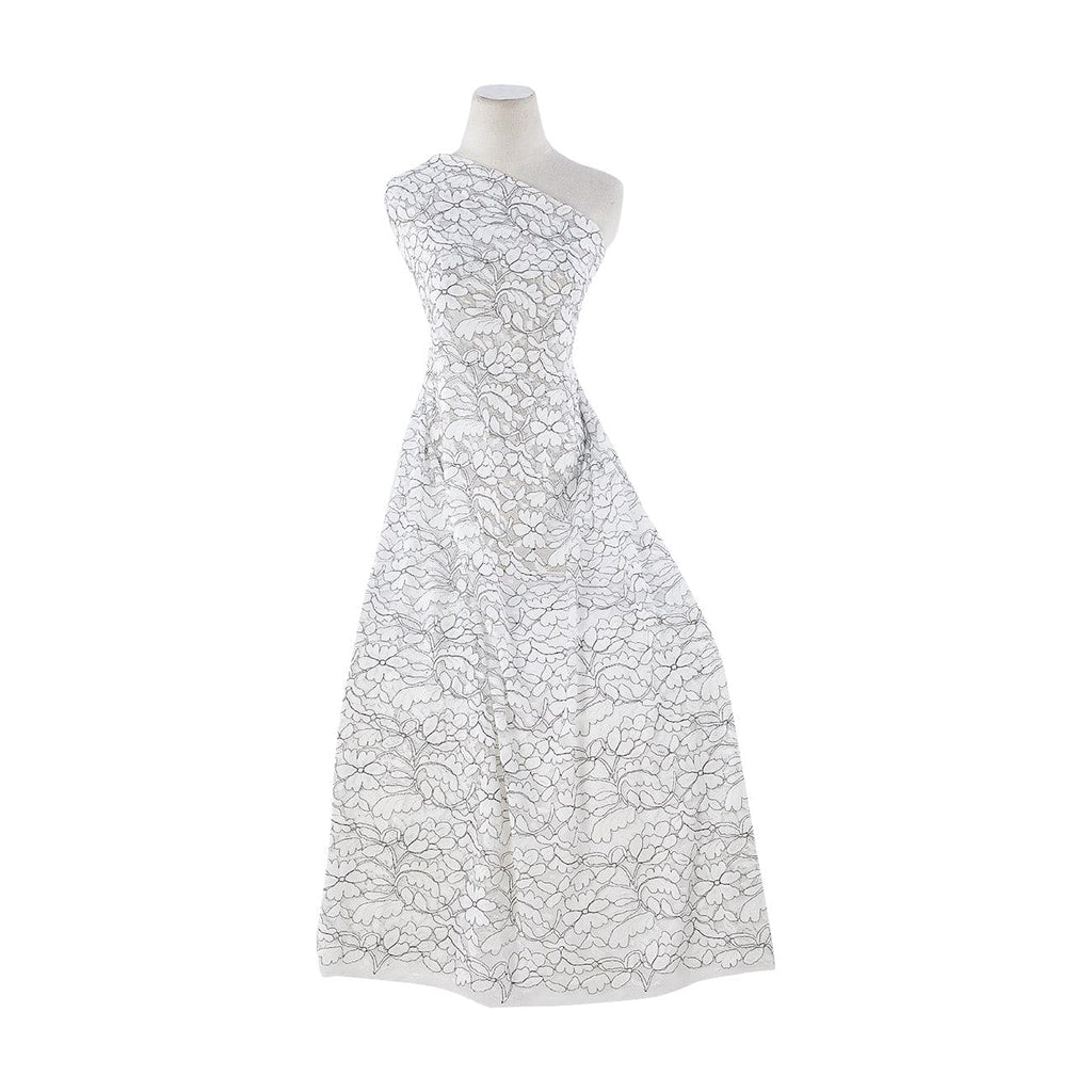 SACHA FLORAL LACE [1 1/2 YRD Panel]  | 23226 WHITE/BLACK - Zelouf Fabrics